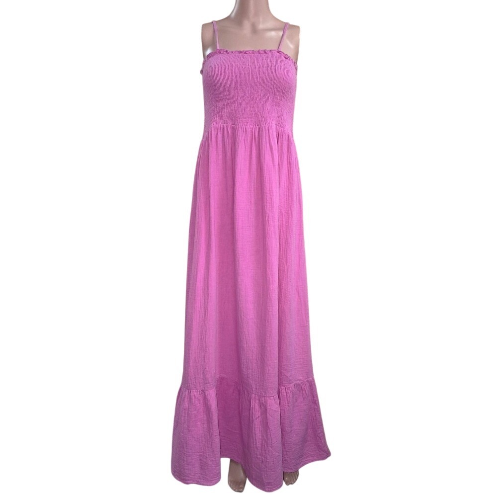 Raviya Women's Smocked Bodice Maxi‎ Swimsuit Cover Up Dress, Size Medium